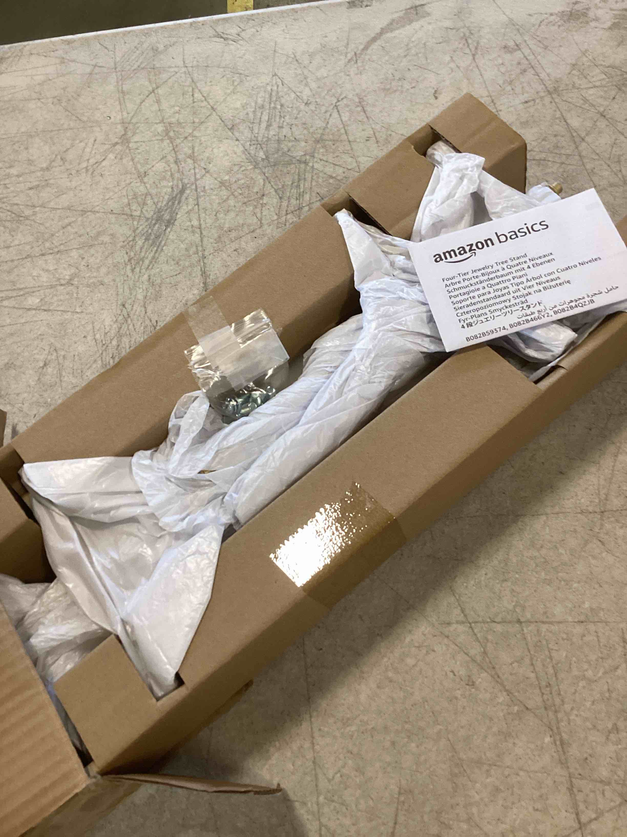 Amazon Basics FourTier Jewelry Tree Stand White/Brass