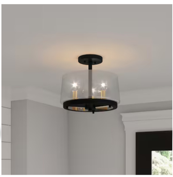 Quoizel Whitlock 3-Light 12-in Matte Black Semi mount light