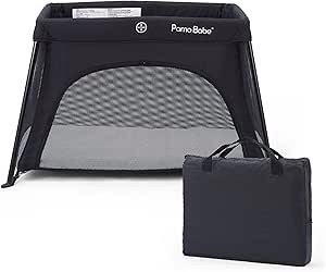 Travel Crib, Portable Crib for Baby Travel, Lightweight Travel Crib Foldable Playpen with Soft Mattress, Carry Bag for Babies to Toddler Grey