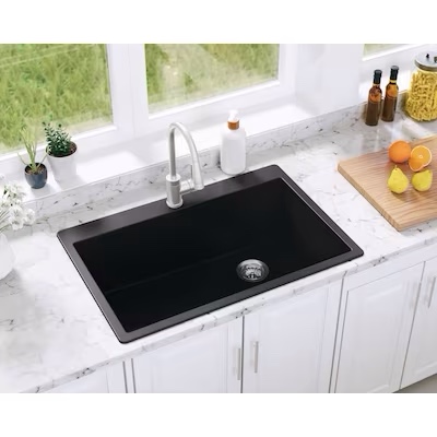 allen + roth Deforest Collection Dual-mount Sink, black 