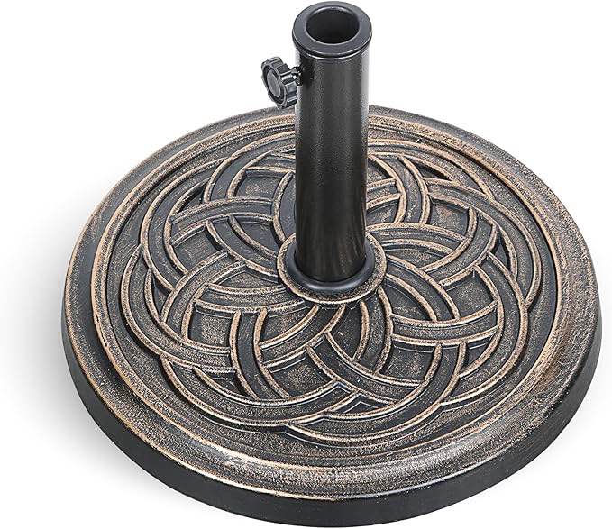 HealSmart 24.2 lbs Heavy Duty Base 17.72" Round Patio Umbrellas-Stand for Outdoor, Lawn and Garden, 24.2lbs, Bronze