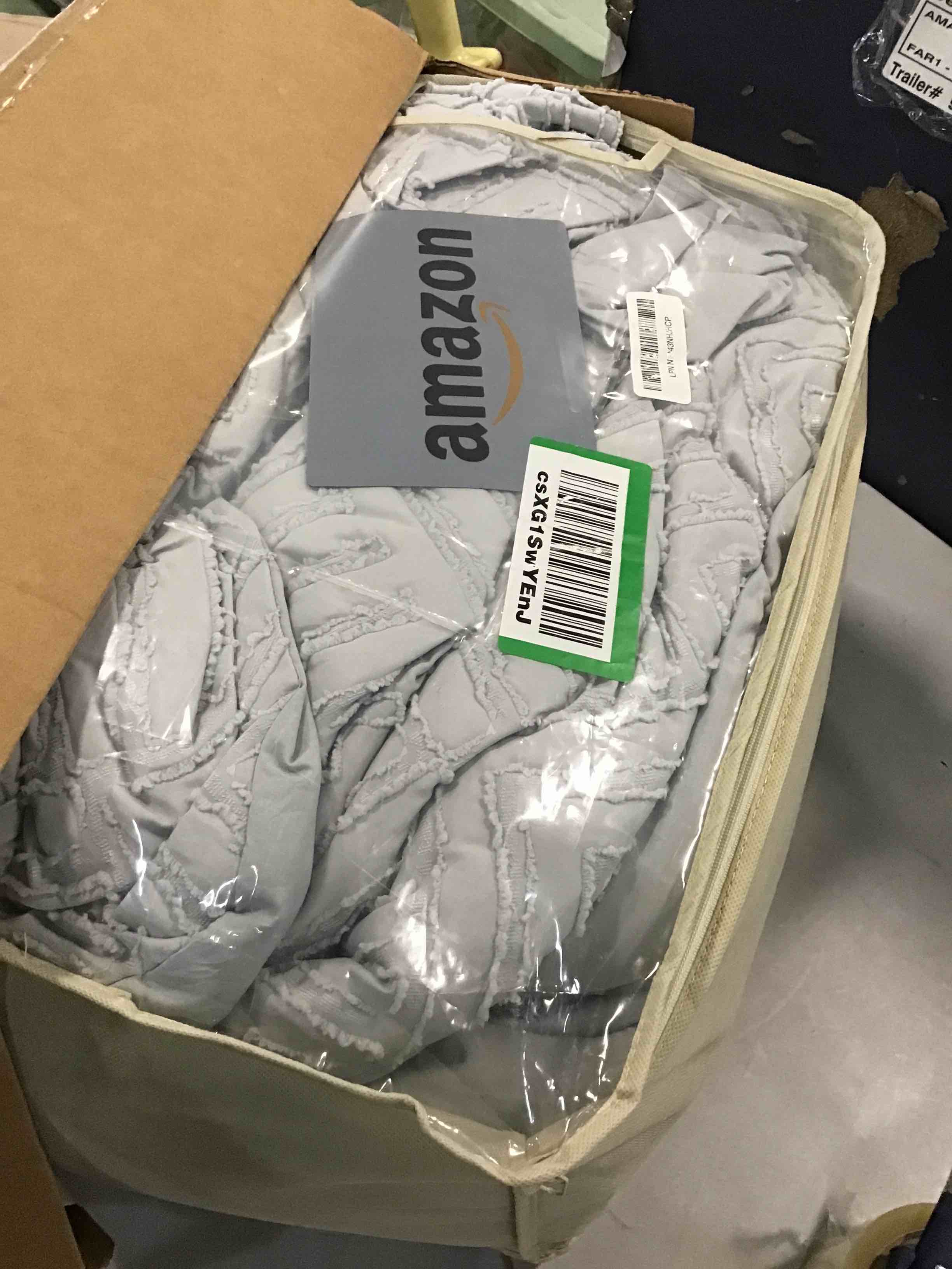 Andency Light Grey King Size Comforter Set, 3 Pieces Boho Bedding Set