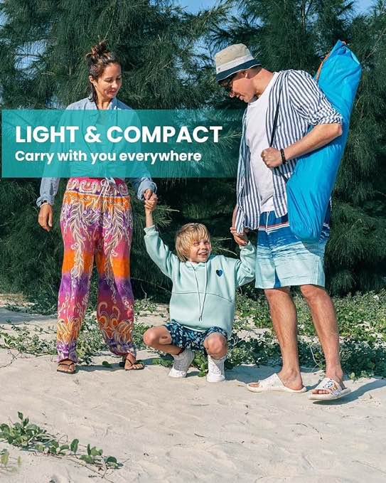 OutdoorMaster Beach Tent for 3-4 Person - Easy Setup and Portable Beach Shade Sun Shelter Canopy with UPF 50+ UV Protection Removable Skylight Family Size