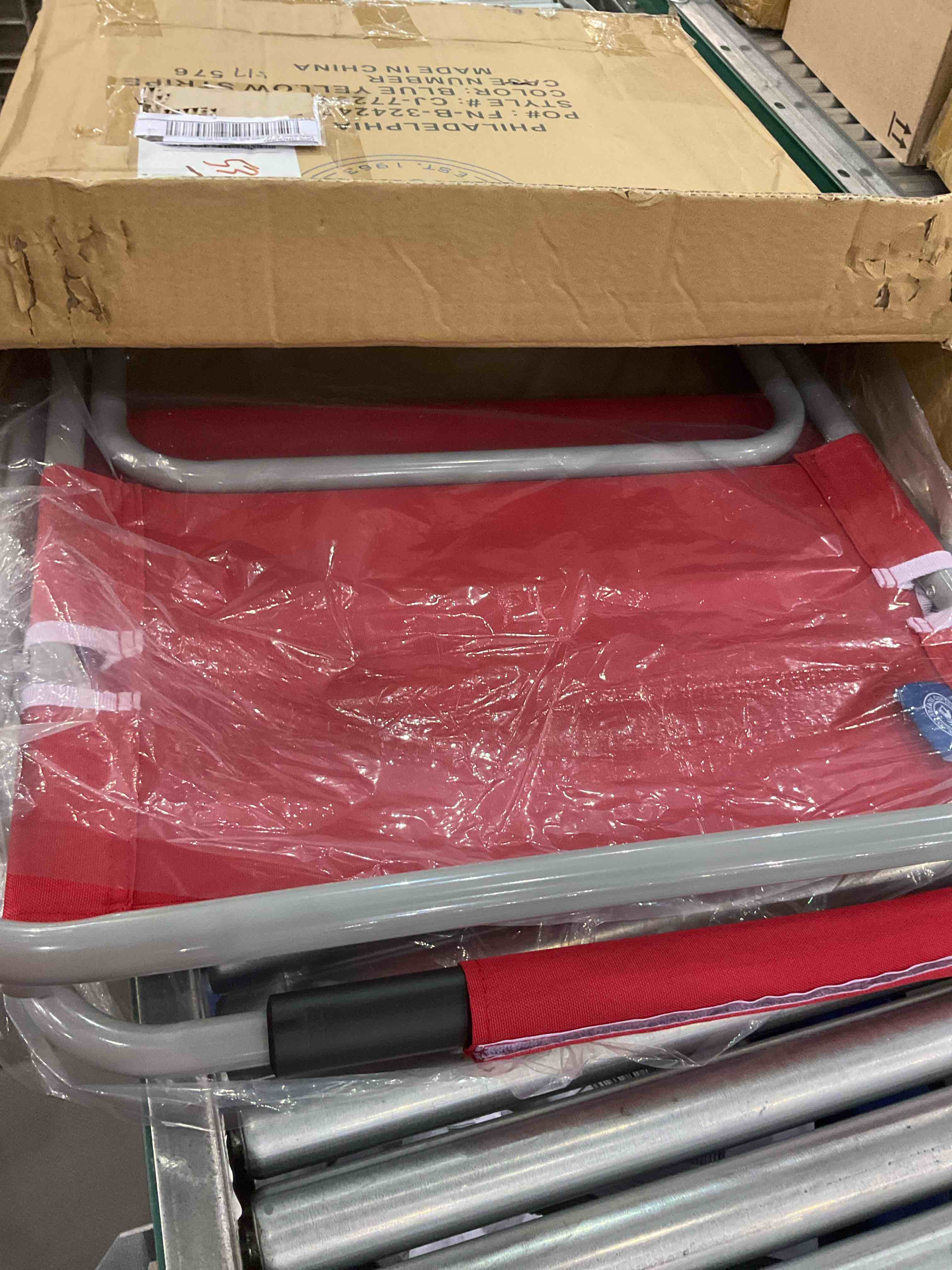 Caribbean Joe Folding Beach Chair, 1 Position Lightweight and Portable Foldable Outdoor Camping Chair, Red, White and Blue Stripe