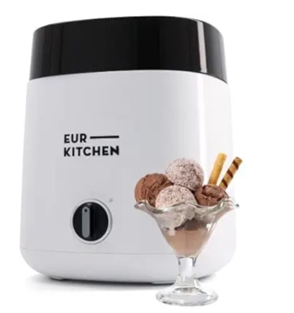 EurKitchen Premium Ice Cream Maker Machine For Home - 2 Quart Ice Cream Machine (or Frozen Yogurt) - Sleek, 18W, Built to Last, Easy-to-Use & Electric