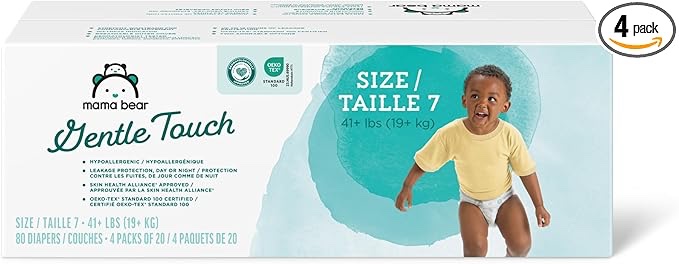 Brand - Mama Bear Gentle Touch Diapers Hypoallergenic Size 7 80 Count 4 packs...