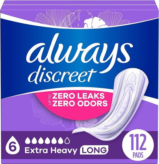 Always Discreet Incontinence Pads - 6 Drop Extra Heavy Long Pads - 112ct