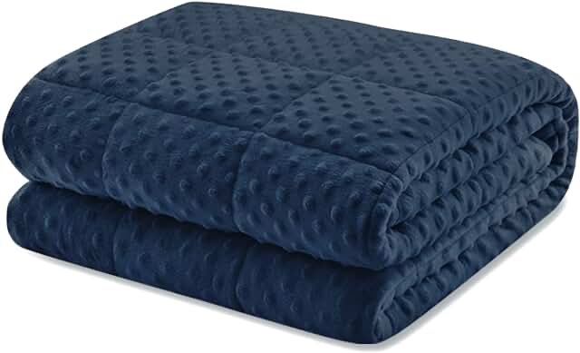 Weighted Blanket Queen 15lbs for Adult(60"×80",Navy Blue) Breathable Soft Minky Weighted Throw Blanket for All Season,Heavy Blanket with Premium Glass Beads