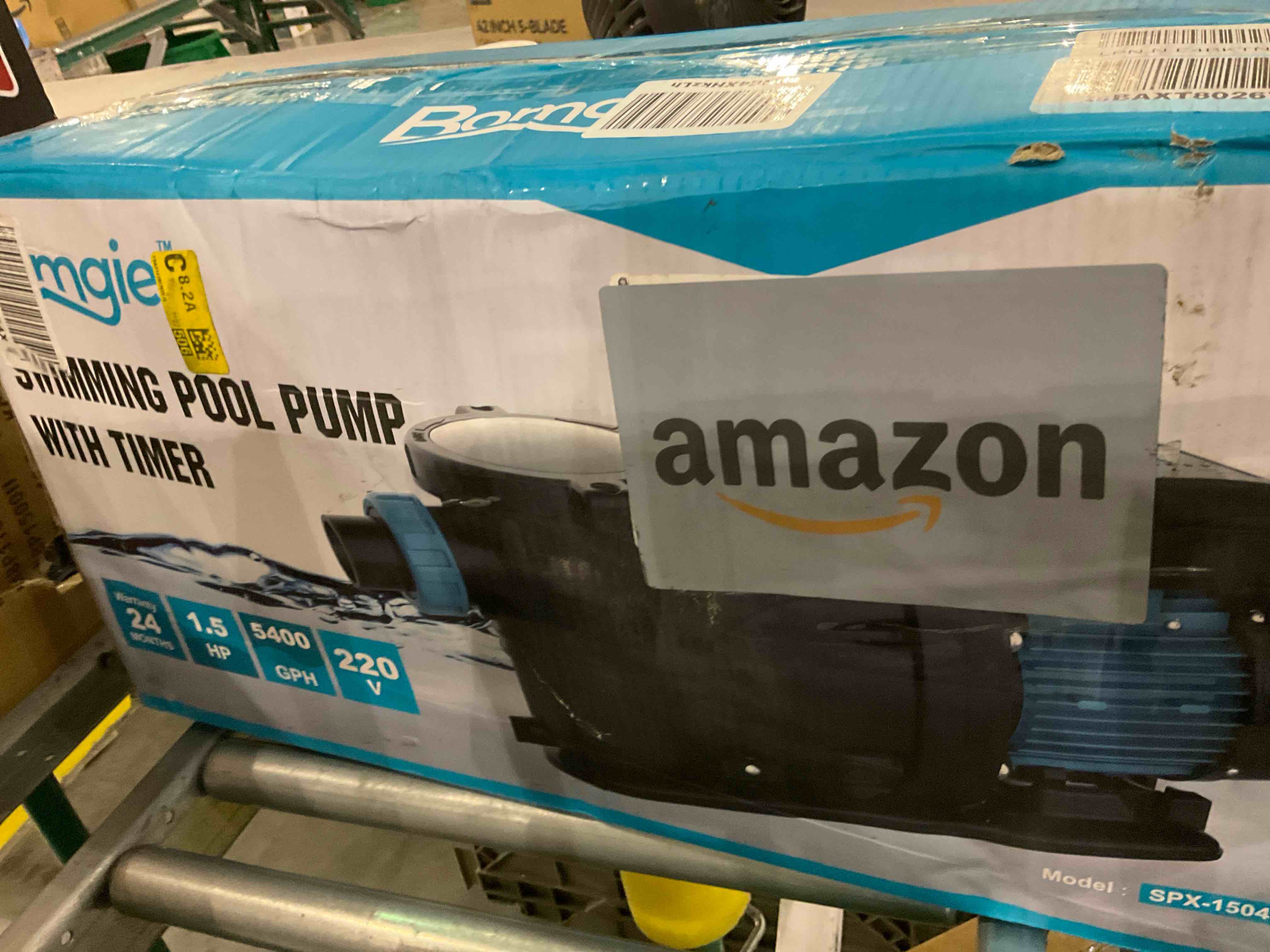 BOMGIE 1.5 HP Pool Pump Inground with Timer, 5400 GPH 220V Above Ground, Powerful Self Priming Swimming Pool Pumps with Filter Strainer Basket, Low Noise 1.5"/2” Inlet/Outlet
