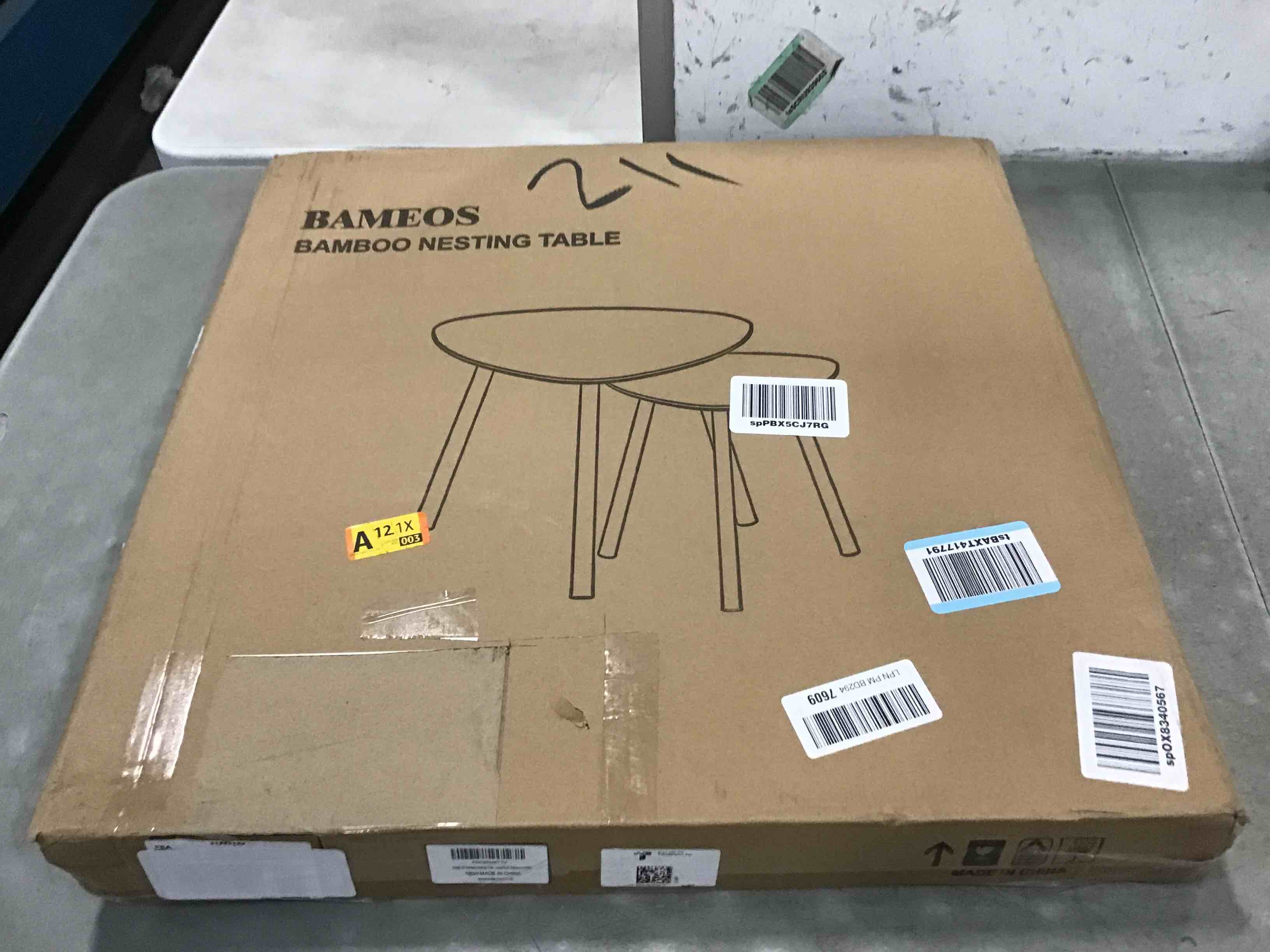 BAMEOS Bamboo Nesting Triangle End Table,Set of 2 Coffee Table Modern