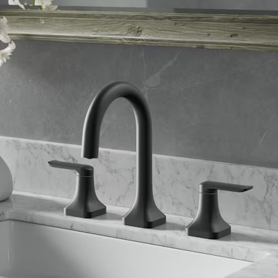 allen + roth Dunmore Matte Black Widespread 2-Handle WaterSense Bathroom Sink Faucet 