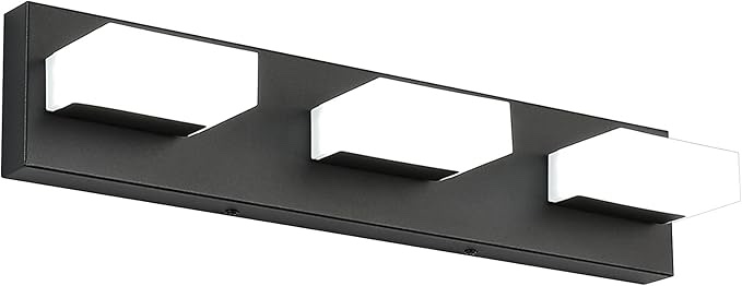 Aipsun Black Vanity Light Fixtures Modern Bathroom Vanity Lighting 3 Light LED Vanity Lights Over Mirror Bath Wall Lighting 6000K