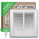 Handua 12"W x 12"H [Duct Opening Size] Steel Return Air Filter Grille [Fixed Hinged] for 1-inch Filters, Vent Cover Grill for Sidewall and Ceiling, White, Outer Dimensions: 14 5/8"W X 14 5/8"H