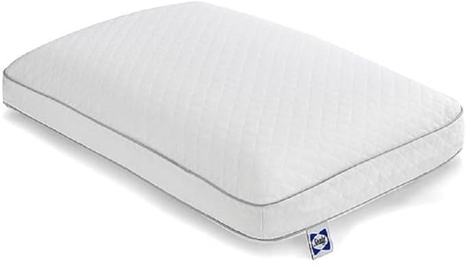 Sealy Essentials Memory Foam Bed Pillow for Pressure Relief, Adaptive Memory Foam Pillow with Washable Knit Cover, Standard, 24 x 16 in x 5 in,White