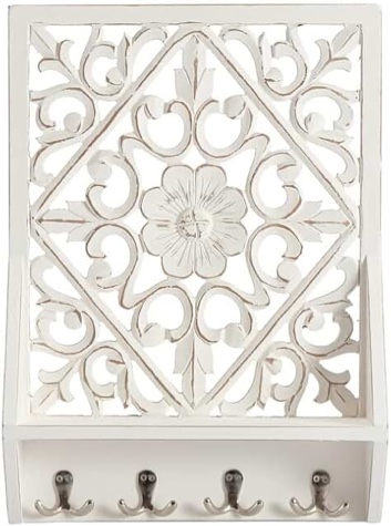 Adharsh Decorative Vertical White Carved 22" Wall Hanging