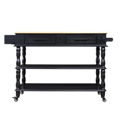 Lekishia Kitchen Cart with Solid + Manufactured Wood Top