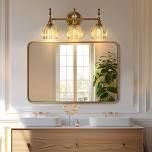 ANDY STAR Brushed Gold Mirror 40''X30'', Brass Gold Bathroom Mirror Rounded Rectangle, Gold Bathroom Vanity Mirror in SUS304 Anti-Rust Tube Metal Frame, Wall Mounted Horizontal/Vertical 1’’ Deep