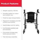 Equate Rolling Walker For Seniors Rollator Walker with Seat and Wheels Black