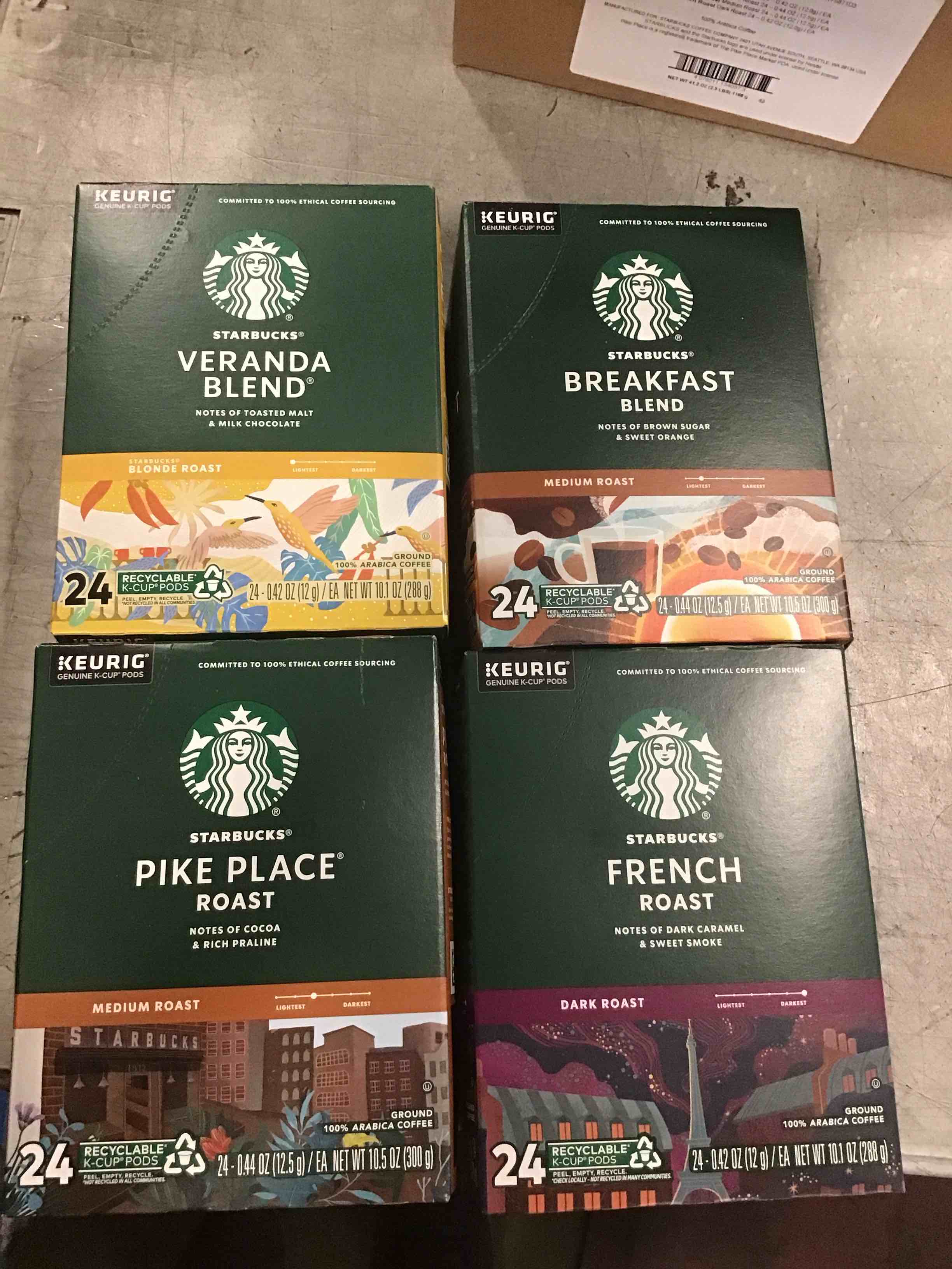 BEST. BY NOV/07/2024)) Starbucks Keurig Veranda,breakfast,pike Place&french Coffee 96k-cup E