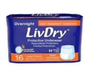 LivDry Overnight Adult Diapers for Women and Men  Incontinence Underwear (Large  16-Pack)