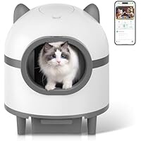 Amztoy Large Automatic Self Cleaning Cat Litter Box for Multiple Cats with APP Control (M1, White & Grey)