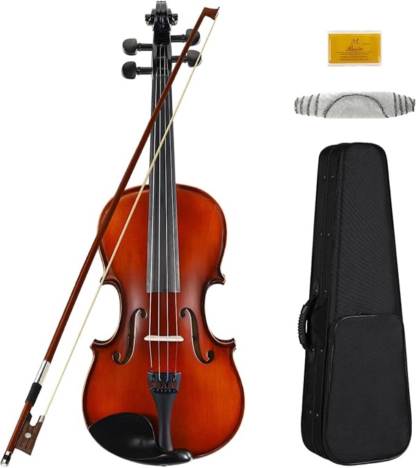 Asmuse Full Size 4/4 Violin Kit, Premium Solid Wood Starter Violin with Bow Case for Beginner Adult Children (Red)