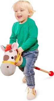 Battat – Classic Hobby Horse – Plush Stick Horse – Wooden Pole & Sensory Textures – Realistic Sounds – 2 Years + – Pony Pal