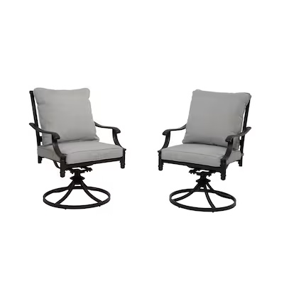 100+ bought last week allen + roth Thomas Lake Gray Steel Frame Swivel Dining Chair with Gray 