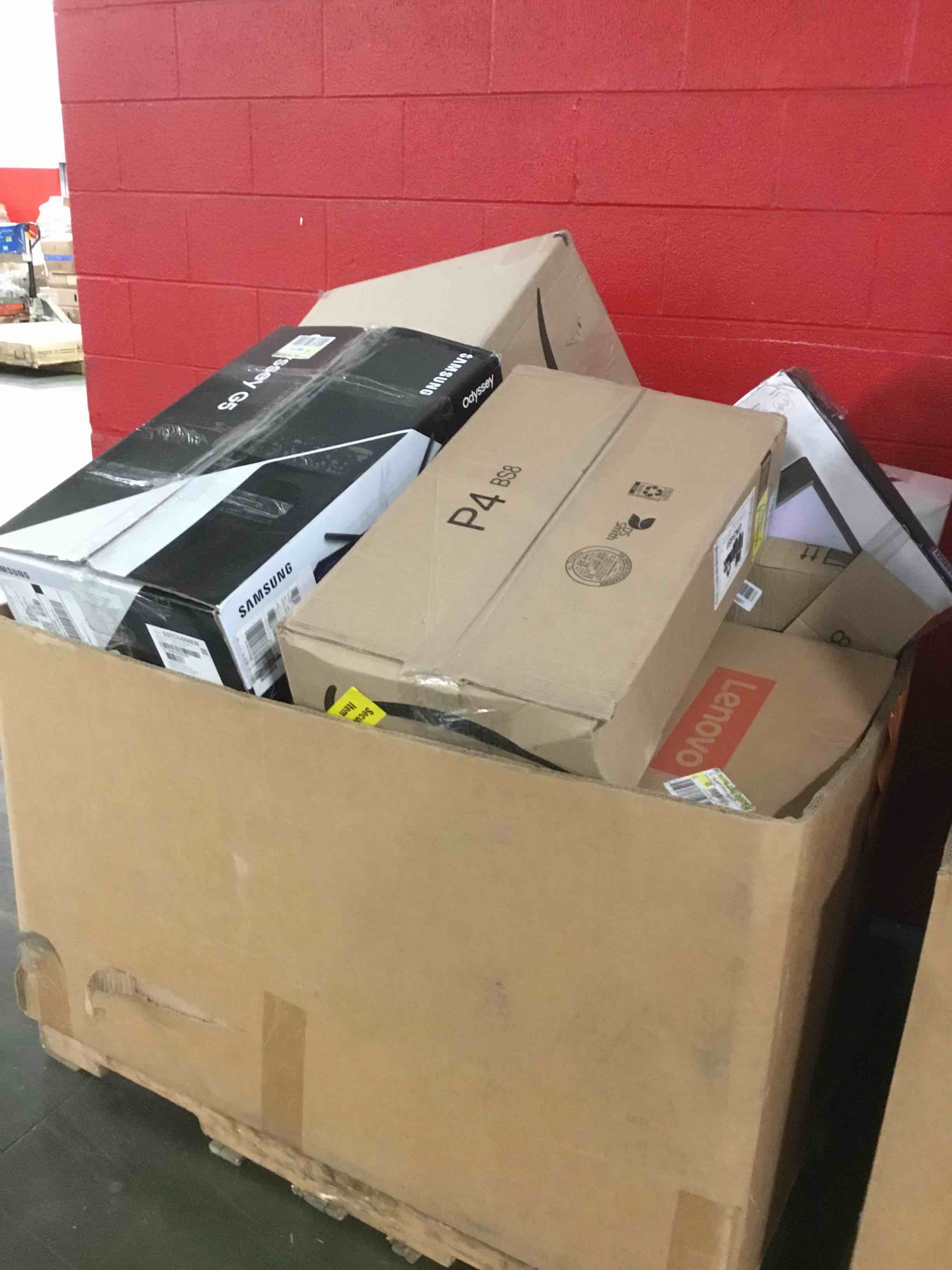 Pallet of Defective Electronics for parts (monitors, headphones, TVs, tablets, laptops- need factory reset, etc)