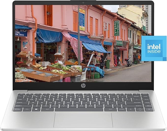 HP 14 inch Chromebook, Intel N200 Processor, 4GB RAM, 128GB SSD, Glacier Silver