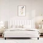 Stauton Upholstered Platform Bed with Velvet and Striped Headboard full