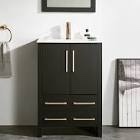 (incomplete only ceramic sink top) Moses 24'' Black Free-standing Single Bathroom Vanity with Ceramic Vanity Top & Two Drawers