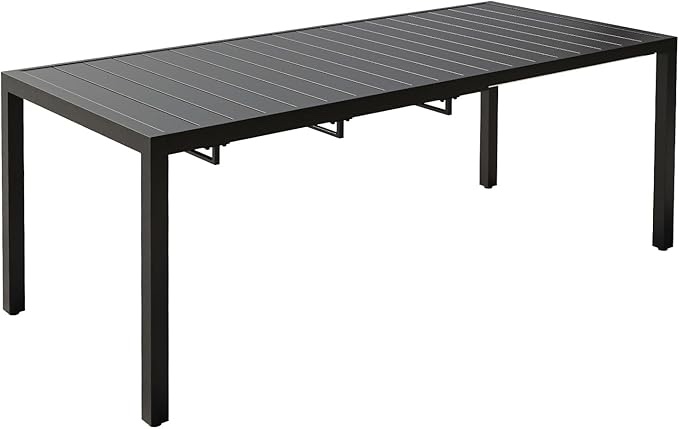 (incomplete box 2-2) VICLLAX Expandable Patio Table, Metal Rectangle Outdoor Dining Table for 8, 6, 4 Person, Patio Dining Table for Lawn Garden