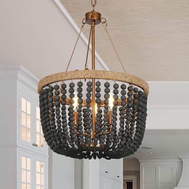 Hatfrneld 3 - Light Durm Chandelier with Beaded Accents
