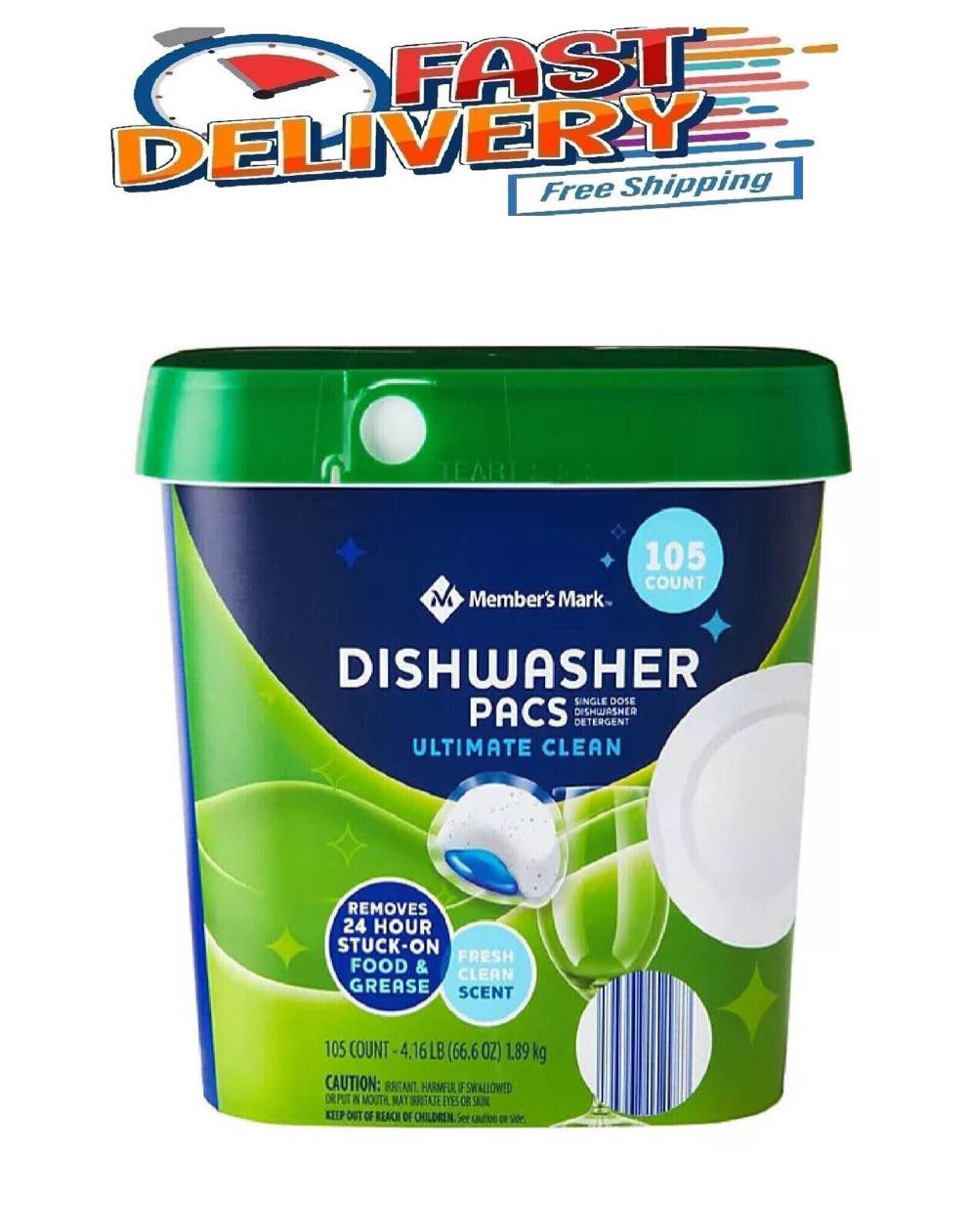 Member's Mark Ultimate Clean Automatic Dishwasher Pacs, Fresh Clean Scent 105 Ct