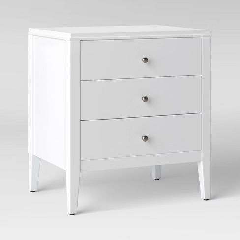 3 Drawer Wooden Accent Side Table - Solid White