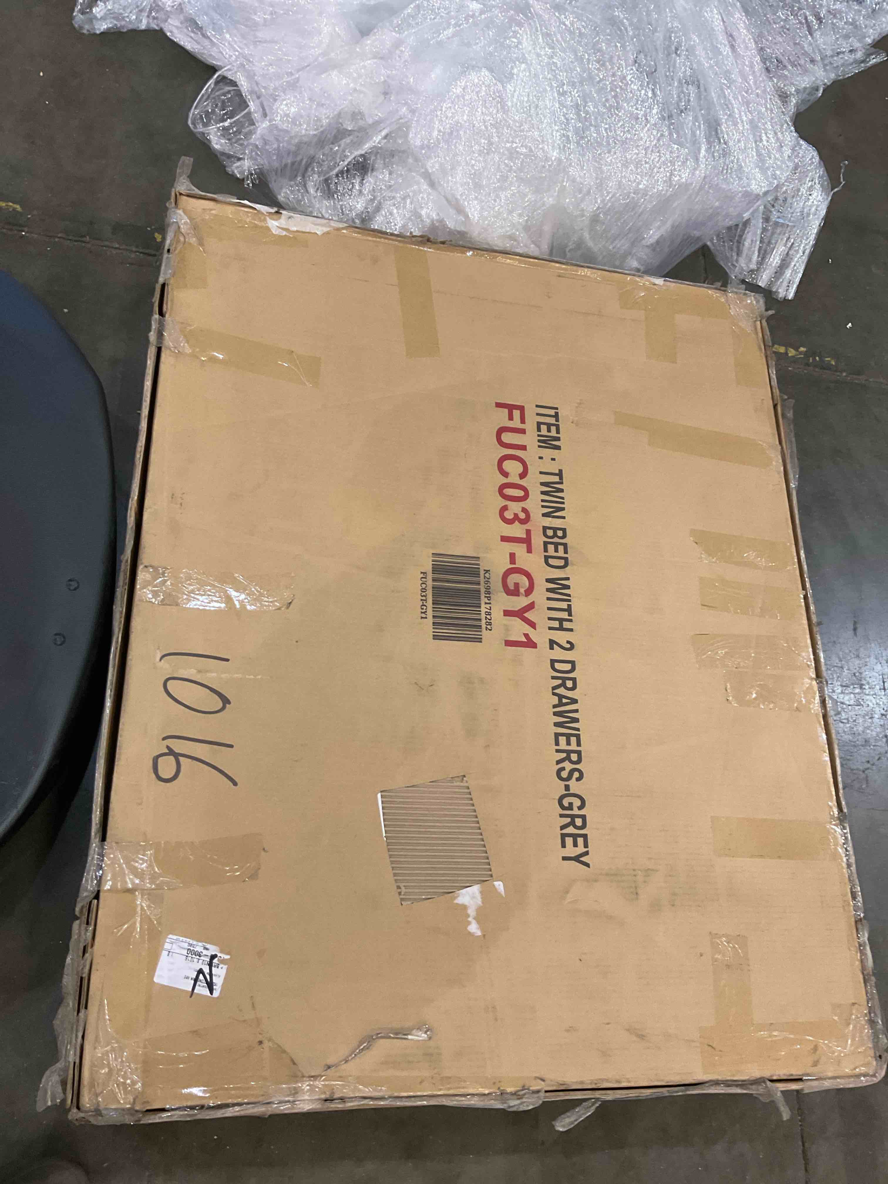 Twin Bed With 2 Drawers - Grey