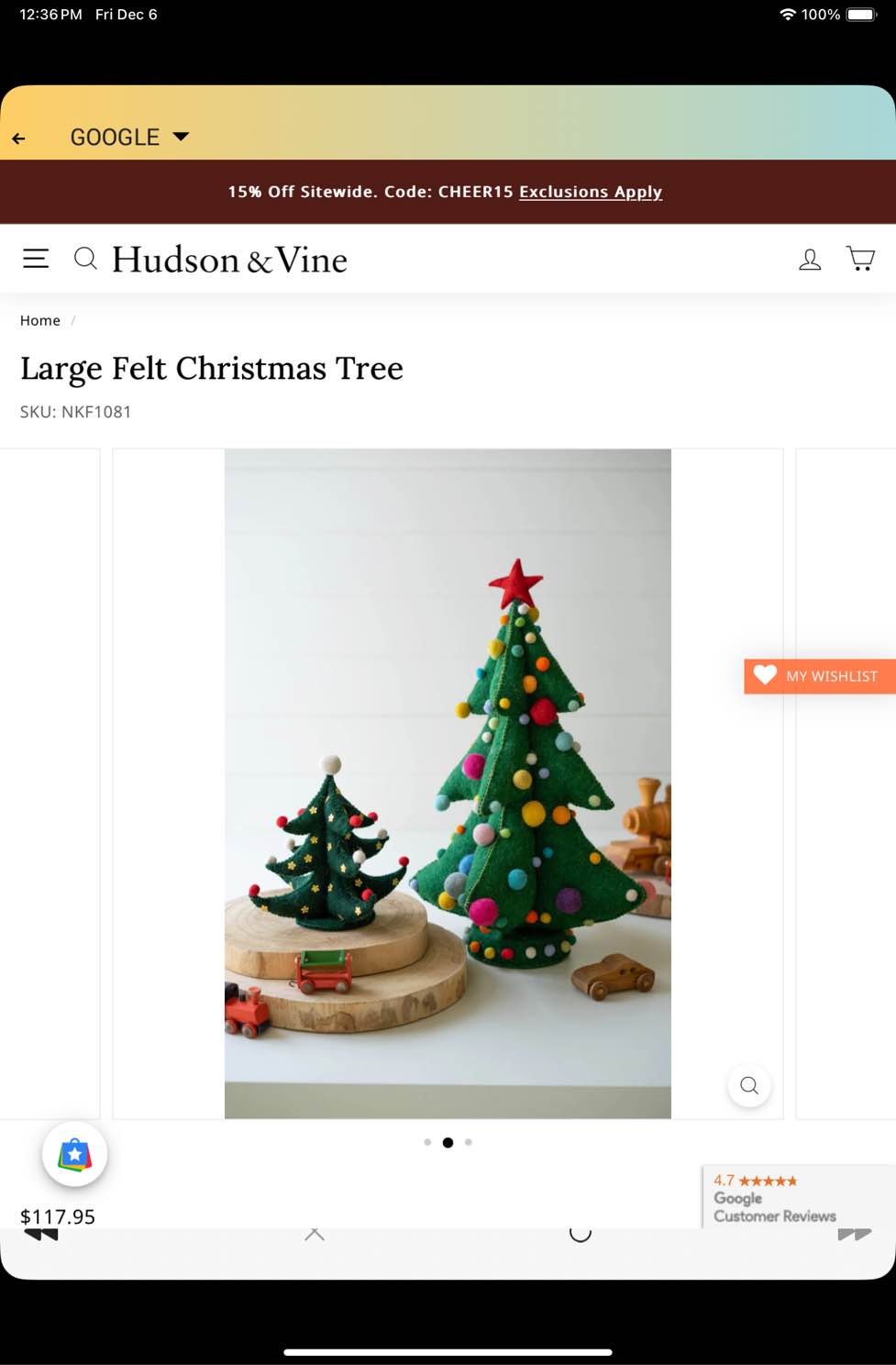 LARGE FELT CHRISTMAS TREE