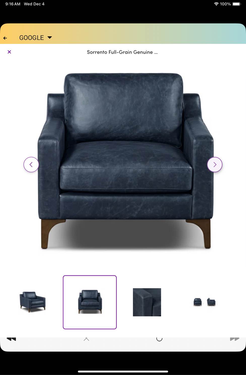 Sorrento Full-Grain Genuine Italian Leather Accent Chair