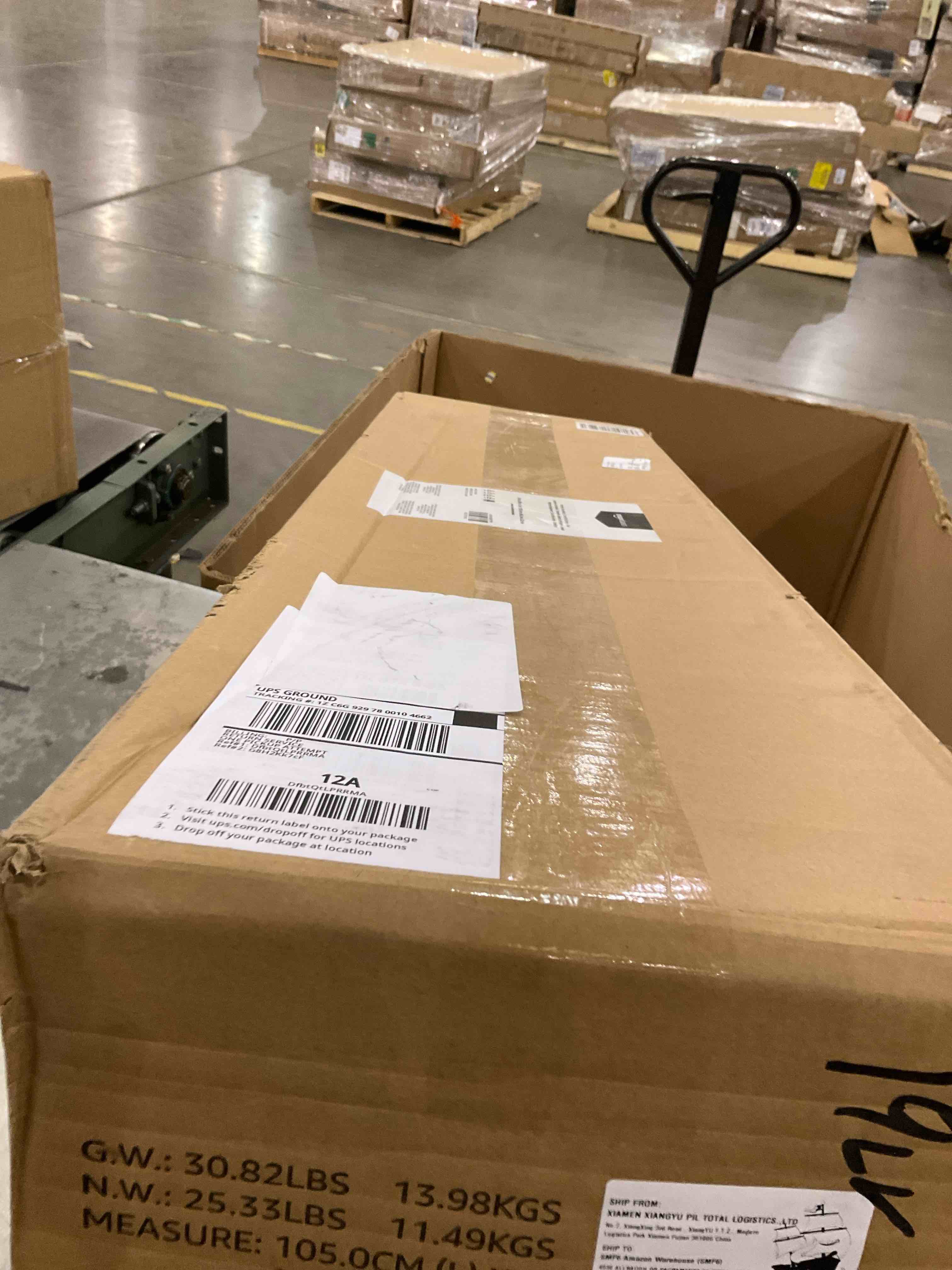 Condition photo showing As Is for amazon basics smart box spring bed base, 9 inch mattress foundation, strong metal frame, quick tool-free easy assembly, twin, white