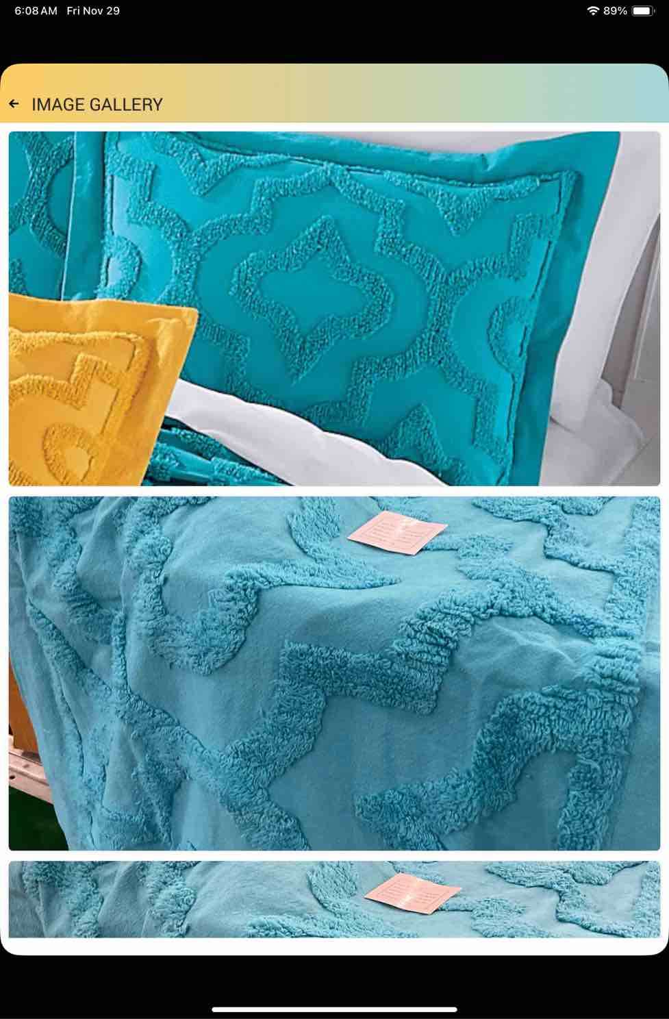 CONNECTION CHENILLE SHAM TURQUOISE wihte