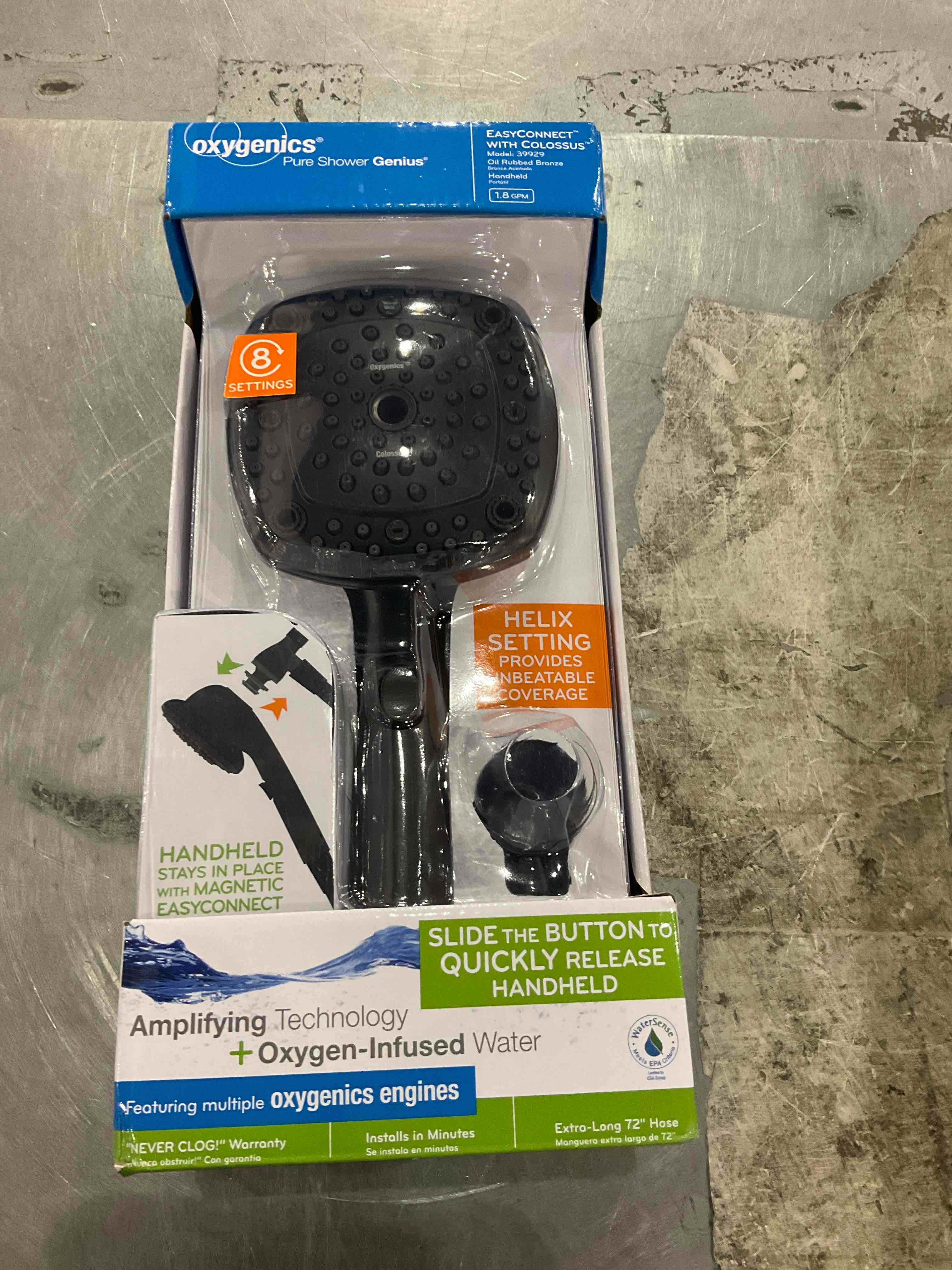Oxygenics Oil Rubbed DARK BRONZE SHOWER HEAD 1.8-GPM powerful 8-spray NEW IN BOX
