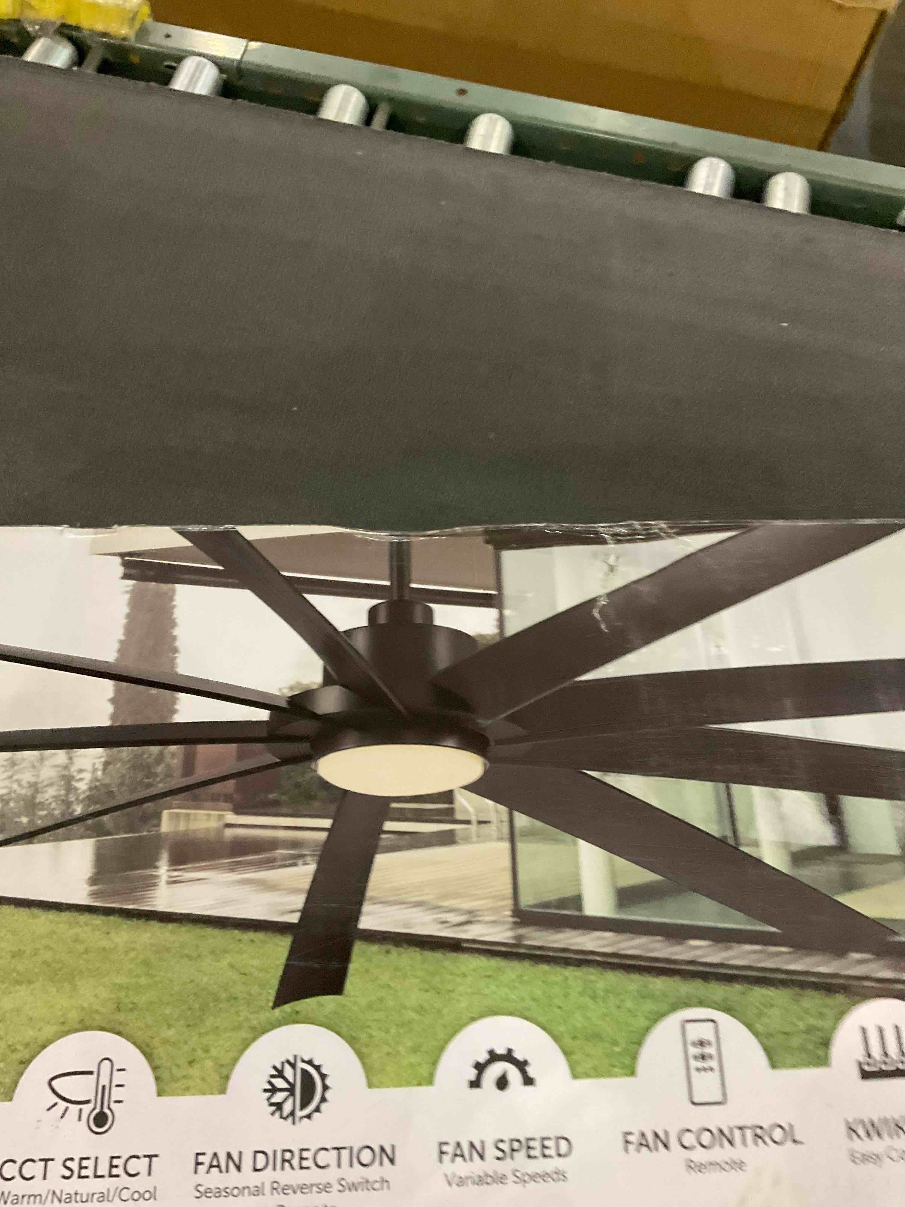 84 Inch Industrial Ceiling Fan - Black Big Ceiling Fans with Lights, Large Ceiling Fan with Night Light, 6-Speed Remote Control, Outdoor Commercial Ceiling Fan for Living Room/Garage/Shop