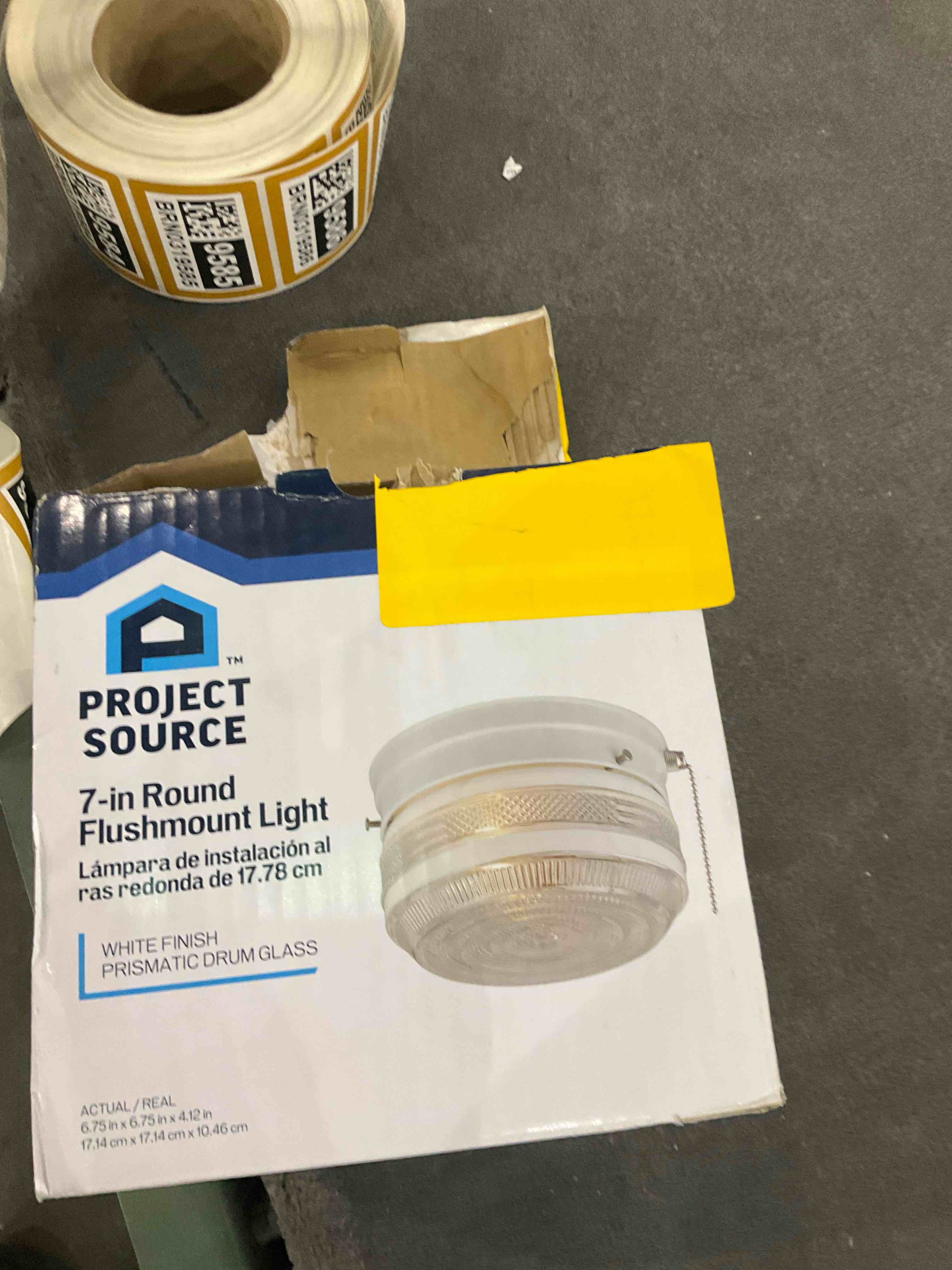 Condition photo showing As Is for Progress Lighting P3405-30 Fitter Close-to-Ceiling, 7-1/2-Inch Diameter x 4-3/4-Inch Height, White