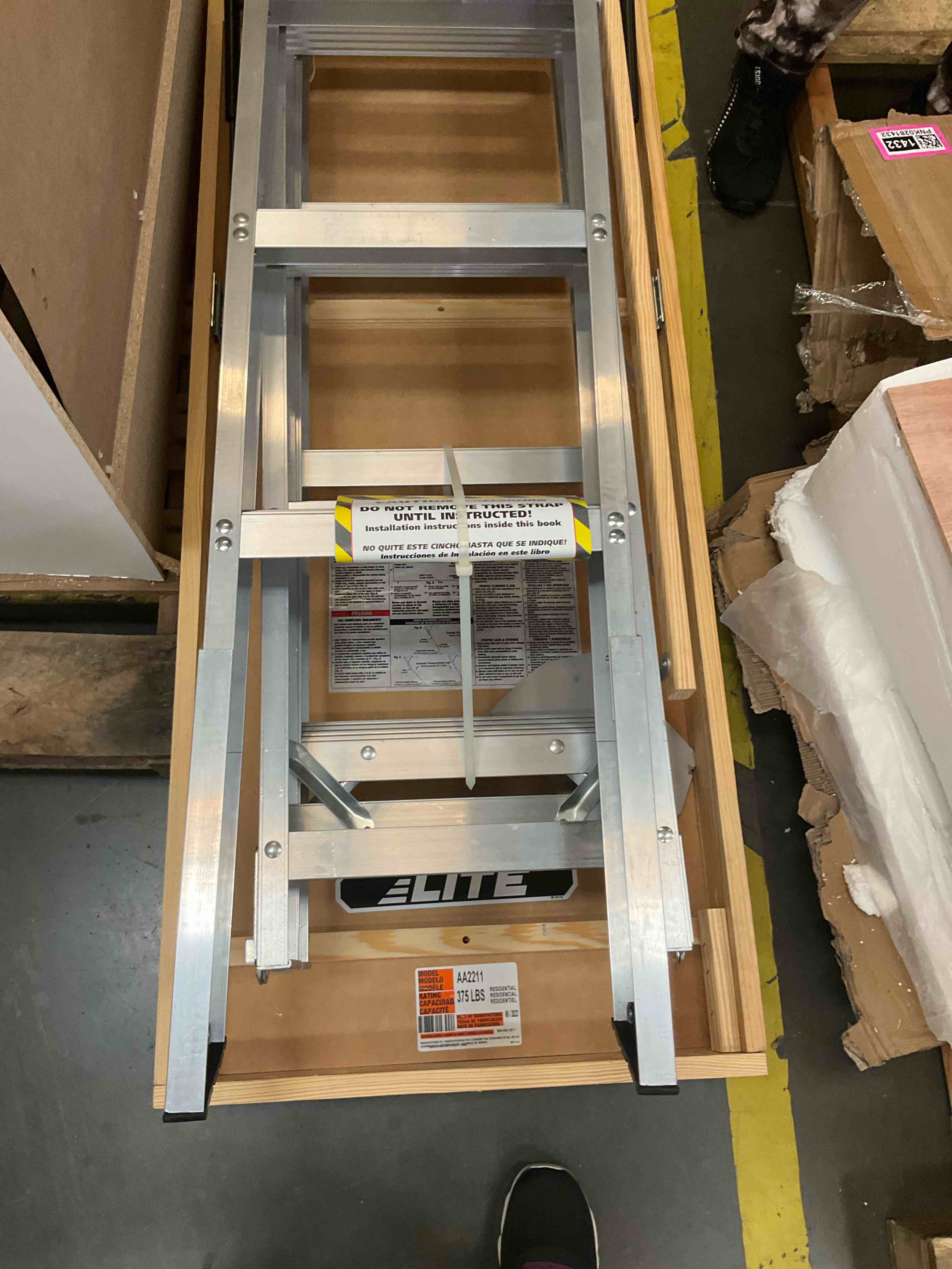 LITE Aluminum Attic Ladder, 375-pound Capacity, 22 1/2" x 54", Type IAA, AA2211, Natural