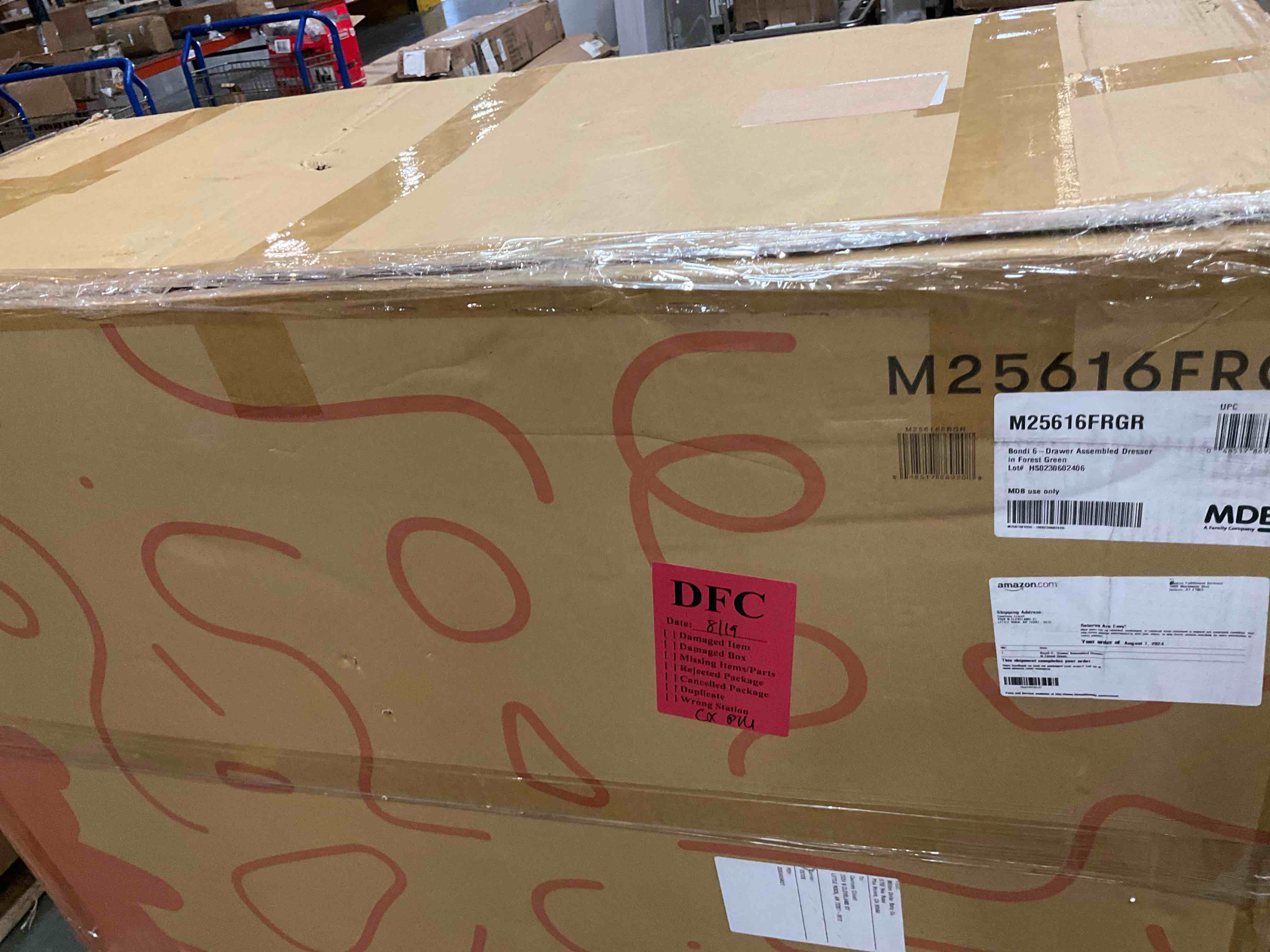 Babyletto Bondi 6-Drawer Assembled Dresser in Forest Green with Vegan Leather Drawer Pulls, Greenguard Gold Certified