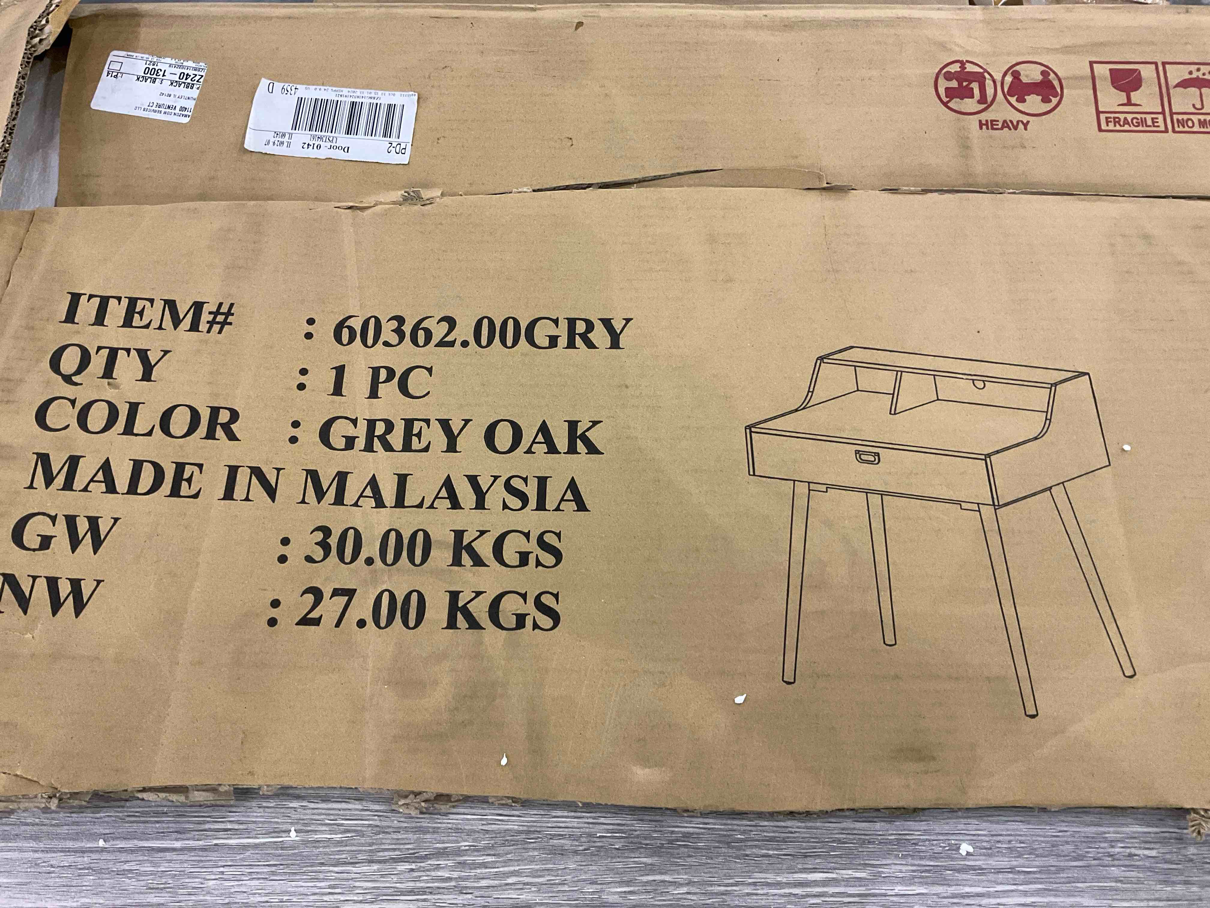  Computer Desk with 1 Drawers and Shelf for Home Office Desks, Work from Grey  oak 