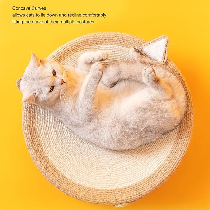 16in Round Cat Scratcher Cat Sisal Scratchers Cat Scratchpad Nest Nature Sisal Modern Cat Scratchers for Indoor Cats