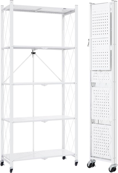 Foldable Storage Shelves... Basement (White, 5-Tier)