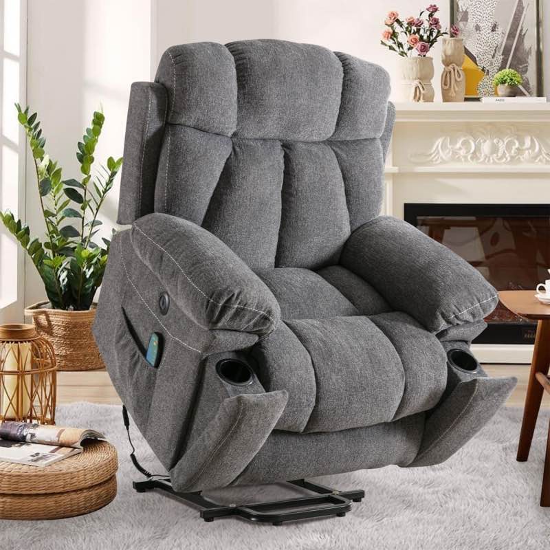 40.5" W Comfortable Power Lift Reclining Heated Massage Chair With USB And Cup Holders
